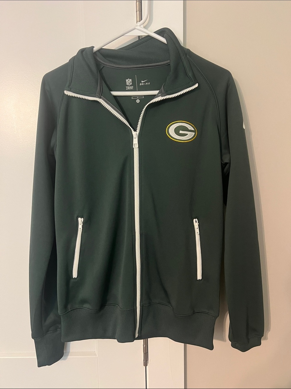 Nike Dark Green Full-Zip Team Jacket with White Accents Packers